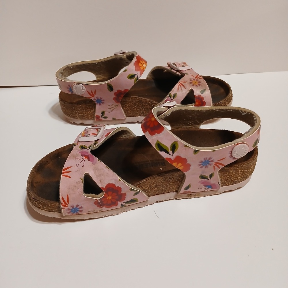Birkenstock Girls Rio Birko-Flor Pink Floral Sandals Size 11.5 EU 29 - Picture 3 of 6